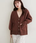 natural couture(ナチュラルクチュール) 【WEB限定】ぷっくり金ボタンミドルカーデ