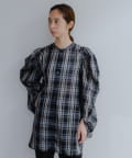 Pasterip(パセリ) Check power shoulder blouse