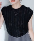 NICE CLAUP / OLIVE des OLIVE OUTLET(ナイスクラップ  / オリーブ デ オリーブ アウトレット) 【natural couture】透かし柄×チュールノースリKT