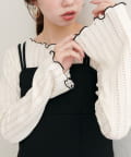 NICE CLAUP / OLIVE des OLIVE OUTLET(ナイスクラップ  / オリーブ デ オリーブ アウトレット) 【natural couture】透かしカットソー配色TOPS