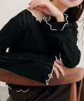 NICE CLAUP / OLIVE des OLIVE OUTLET(ナイスクラップ  / オリーブ デ オリーブ アウトレット) 【natural couture】透かしカットソー配色TOPS