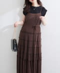 NICE CLAUP / OLIVE des OLIVE OUTLET(ナイスクラップ  / オリーブ デ オリーブ アウトレット) 【natural couture】プリーツメローキャミワンピース