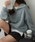 NICE CLAUP / OLIVE des OLIVE OUTLET(ナイスクラップ  / オリーブ デ オリーブ アウトレット) ヤクタッチハーフＺＩＰニット