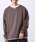 FREDY & GLOSTER(フレディ アンド グロスター) 【全方向杢ダンボール】フェイクキーネックロングスリーブ