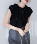 NICE CLAUP / OLIVE des OLIVE OUTLET(ナイスクラップ  / オリーブ デ オリーブ アウトレット) 【natural couture】透かし柄×チュールノースリＫＴ
