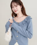 natural couture(ナチュラルクチュール) 【WEB限定】フリルカラーカーデ