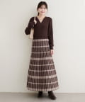 natural couture(ナチュラルクチュール) 【WEB限定】カシュクールチェックニットワンピース