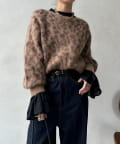 DOUDOU(ドゥドゥ) レオパード柄起毛ニット