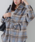 NICE CLAUP / OLIVE des OLIVE OUTLET(ナイスクラップ  / オリーブ デ オリーブ アウトレット) 【RMAF】リボン付チェックフードシャツ