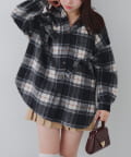 NICE CLAUP / OLIVE des OLIVE OUTLET(ナイスクラップ  / オリーブ デ オリーブ アウトレット) 【RMAF】リボン付チェックフードシャツ