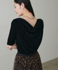 NICE CLAUP / OLIVE des OLIVE OUTLET(ナイスクラップ  / オリーブ デ オリーブ アウトレット) 【LARUTA】シアーベロア５分袖ドレーププルオーバー