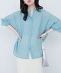 NICE CLAUP / OLIVE des OLIVE OUTLET(ナイスクラップ  / オリーブ デ オリーブ アウトレット) 【natural couture】バンドカラーサイドスリットシアーシャツ
