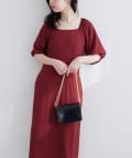 NICE CLAUP / OLIVE des OLIVE OUTLET(ナイスクラップ  / オリーブ デ オリーブ アウトレット) 【natural couture】ポコポコチェック袖ボリュームワンピース
