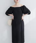 NICE CLAUP / OLIVE des OLIVE OUTLET(ナイスクラップ  / オリーブ デ オリーブ アウトレット) 【natural couture】ポコポコチェック袖ボリュームワンピース