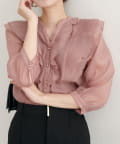NICE CLAUP / OLIVE des OLIVE OUTLET(ナイスクラップ  / オリーブ デ オリーブ アウトレット) 【natural couture】ラッフルフリルキーネック7部袖ブラウス