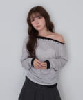 RAY CASSIN(レイカズン) スタッズ付レイヤードロングTシャツ