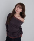 RAY CASSIN(レイカズン) スタッズ付レイヤードロングTシャツ