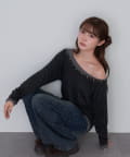 RAY CASSIN(レイカズン) スタッズ付レイヤードロングTシャツ