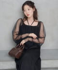 Kastane(カスタネ) 【10.25(土)12:00発売/結婚式/オケージョン/2サイズ展開】ペプラムチュール×レースアップワンピースSET