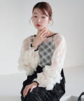 Kastane(カスタネ) 【10.25(土)12:00発売/結婚式/オケージョン/2サイズ展開】シアーチェック×ベロアワンピースSET