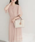 NICE CLAUP / OLIVE des OLIVE OUTLET(ナイスクラップ  / オリーブ デ オリーブ アウトレット) 【natural couture】総プリーツフレア袖ワンピース