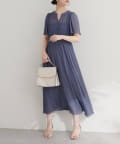 NICE CLAUP / OLIVE des OLIVE OUTLET(ナイスクラップ  / オリーブ デ オリーブ アウトレット) 【natural couture】総プリーツフレア袖ワンピース