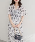NICE CLAUP / OLIVE des OLIVE OUTLET(ナイスクラップ  / オリーブ デ オリーブ アウトレット) 【natural couture】総プリーツフレア袖ワンピース