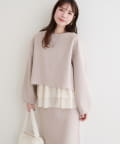 natural couture(ナチュラルクチュール) ショート丈ダンボールプルオーバー+ペプラムキャミSET