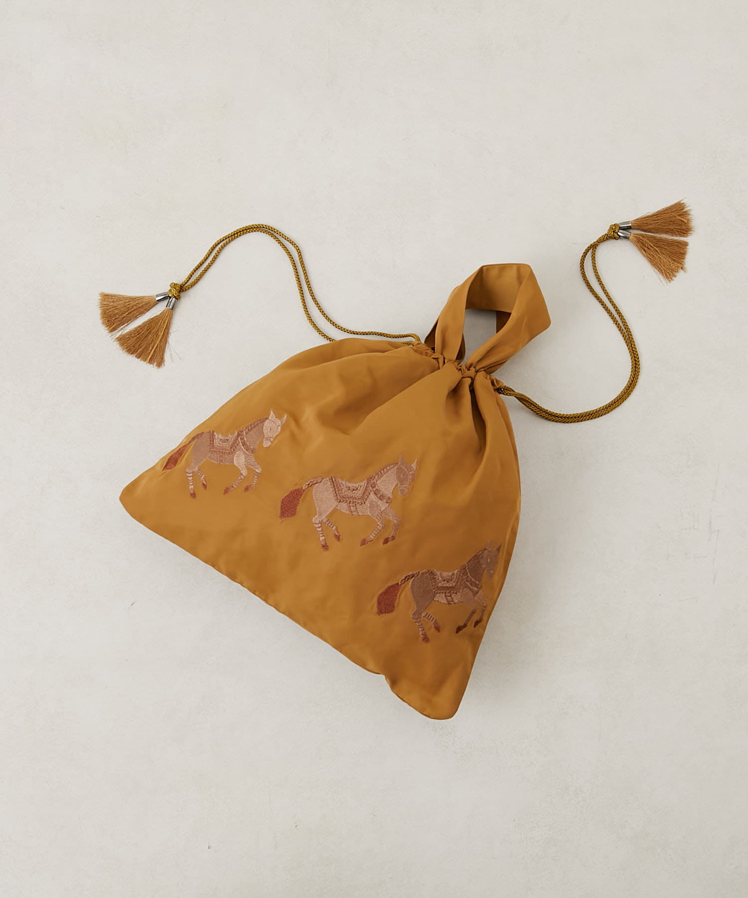 希少✨美品✨ イアパピヨネ トートバッグ 巾着 刺繍 キャメル 猫 レザー