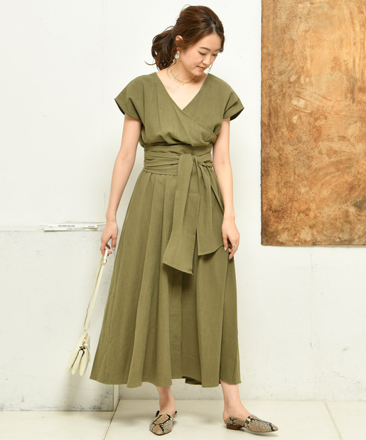 Doudou リネンカシュクールワンピース Outlet アウトレット レディース Pal Closet パルクローゼット パルグループ公式ファッション通販サイト