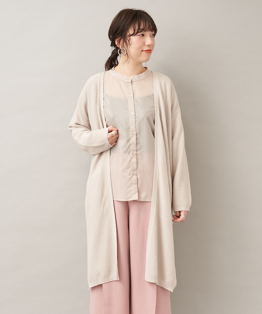 サイドスリット ラーベン編ロングカーディガン Chez Toi シェトワ レディース Pal Closet パルクローゼット パルグループ公式ファッション通販サイト
