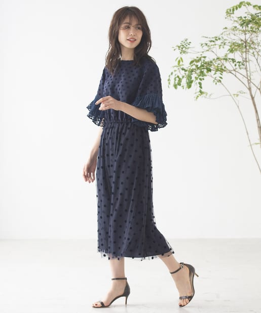 Muveil ミュベール ドットプリントワンピース La Boutique Bonbon ラブティックボンボン レディース Pal Closet パルクローゼット パルグループ公式ファッション通販サイト
