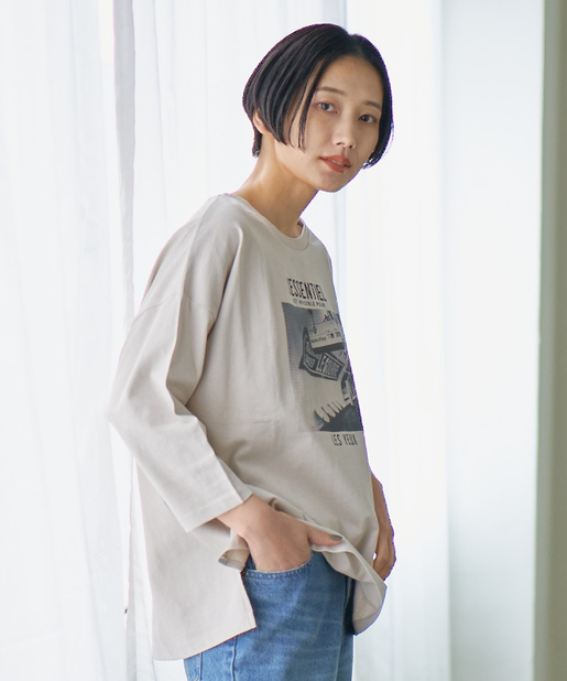 フォトプリント7分袖tシャツ Discoat ディスコート レディース Pal Closet パルクローゼット パルグループ公式ファッション通販サイト