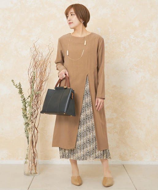 レオパード柄プリーツ切替スリット入りワンピース Prose Verse プロズヴェール レディース Pal Closet パルクローゼット パルグループ公式ファッション通販サイト