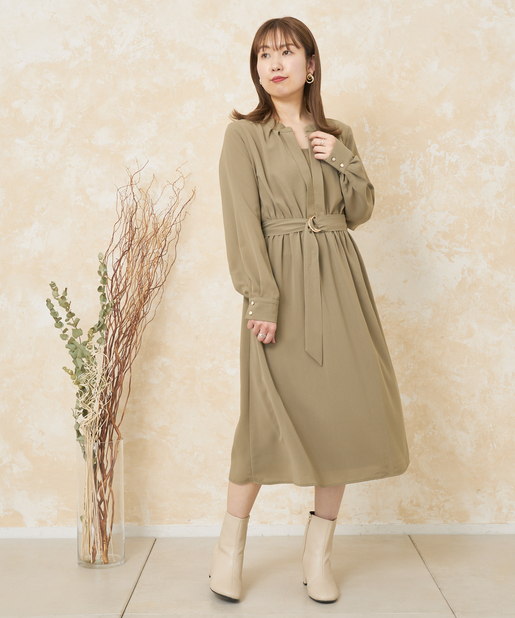 ウエストベルト付きキーネックワンピース Prose Verse プロズヴェール レディース Pal Closet パルクローゼット パルグループ公式ファッション通販サイト