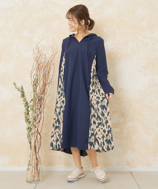 サイドプリーツレオパード柄切り替えパーカーワンピース Prose Verse プロズヴェール レディース Pal Closet パルクローゼット パルグループ公式ファッション通販サイト