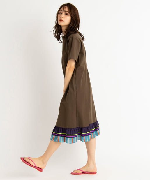 激安特価 ミュベール Muveil ss マルチパターン ジャージ ワンピース 半袖 切替 フレア 膝丈 38 マルチカラー 新規購入 Centrodeladultomayor Com Uy