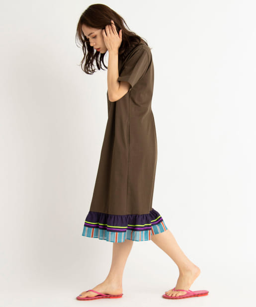 激安特価 ミュベール Muveil ss マルチパターン ジャージ ワンピース 半袖 切替 フレア 膝丈 38 マルチカラー 新規購入 Centrodeladultomayor Com Uy