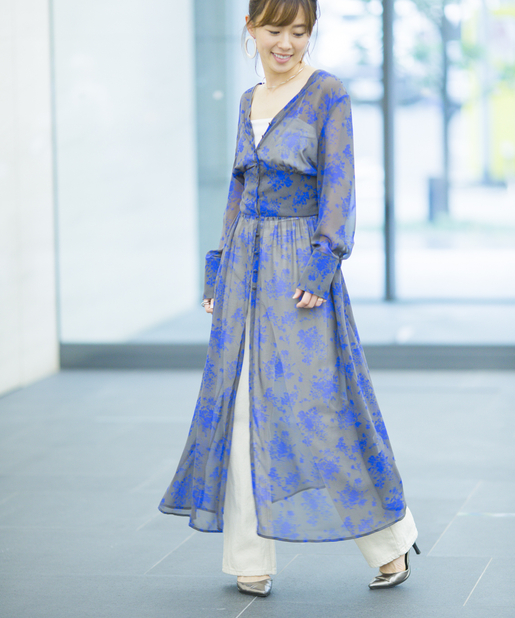 シアーフラワー前開きシャツワンピース Mona Belinda モナ ベリンダ レディース Pal Closet パルクローゼット パルグループ公式ファッション通販サイト