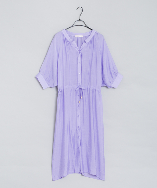 麻入りで羽織でも着れる万能2way スタンドネックギャザーシャツワンピース Chez Toi シェトワ レディース Pal Closet パルクローゼット パルグループ公式ファッション通販サイト