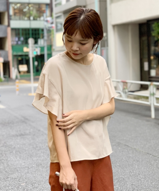 テンセルリネン袖フリルtブラウス Discoat ディスコート レディース Pal Closet パルクローゼット パルグループ公式ファッション通販サイト