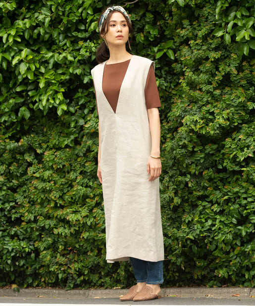リネン深vナローワンピース La Boutique Bonbon ラブティックボンボン レディース Pal Closet パルクローゼット パルグループ公式ファッション通販サイト