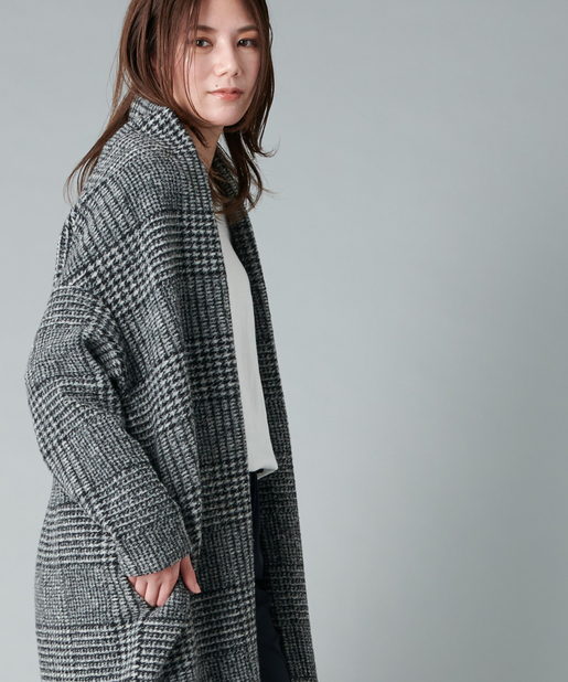 un dix cors(アンディコール) 【《カーディガン感覚で着れる軽アウター》手洗い可】チェックエアリートッパーコート