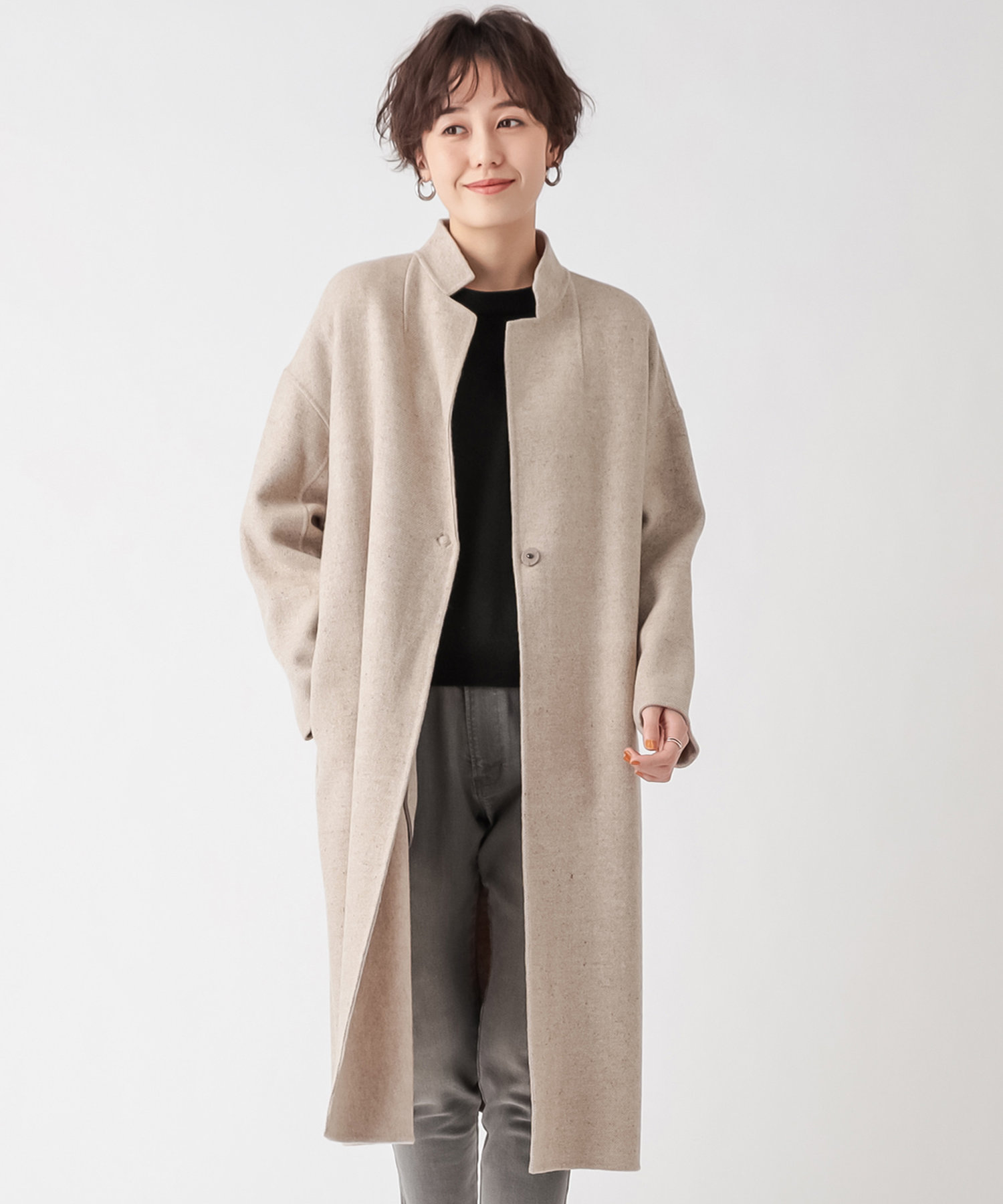 un dix cors(アンディコール) 【デイリーユースで使いたい上質アウター】シルクネップリバーコート