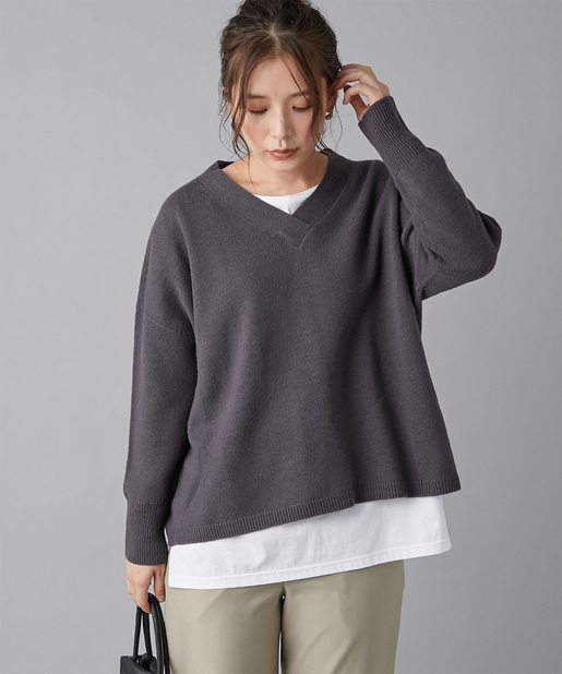 un dix cors(アンディコール) 【定番の人気ニット】フェルモVネックルーズニット