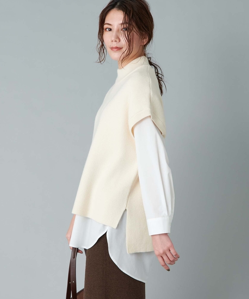 un dix cors(アンディコール) 【《セットアイテムで時短おしゃれ》手洗い可】アンチピリングニット×シャツセット