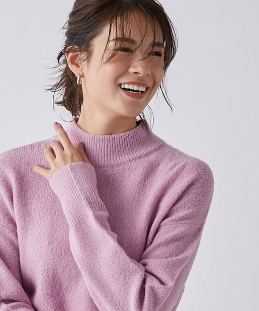 un dix cors(アンディコール) 【《女性らしい柔らかな風合い》手洗い可】ヤク混ハイネックニット