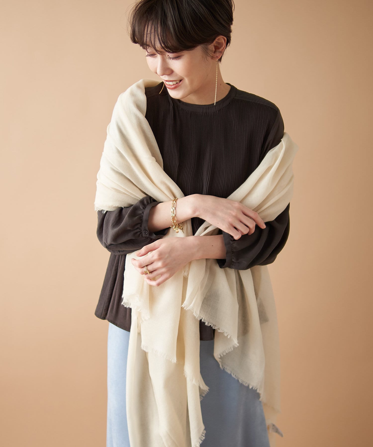 un dix cors(アンディコール) 【《コーディネートに欠かせない》MARFA(マーファ)】無地ウールストール