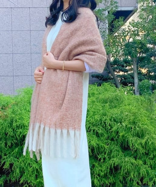 un dix cors(アンディコール) 【フェミニンで温かみのあるルックス】MIXブークレーフリンジマフラー