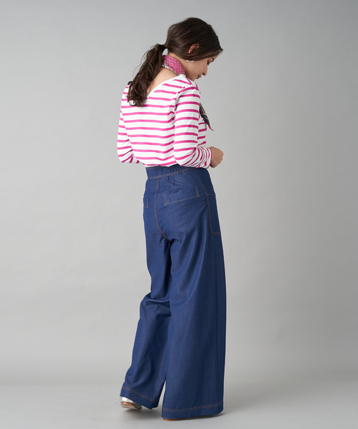 完売アイテム再入荷 レーヨン混ストレッチデニム風ワイドパンツ La Boutique Bonbon ラブティックボンボン レディース Pal Closet パルクローゼット パルグループ公式ファッション通販サイト